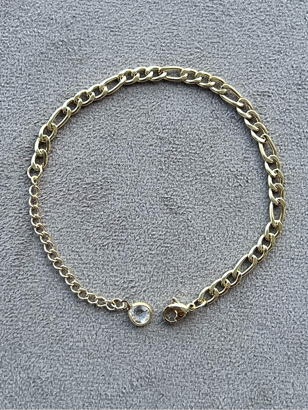 Gold Plated Figaro Chain Adjustable Bracelet